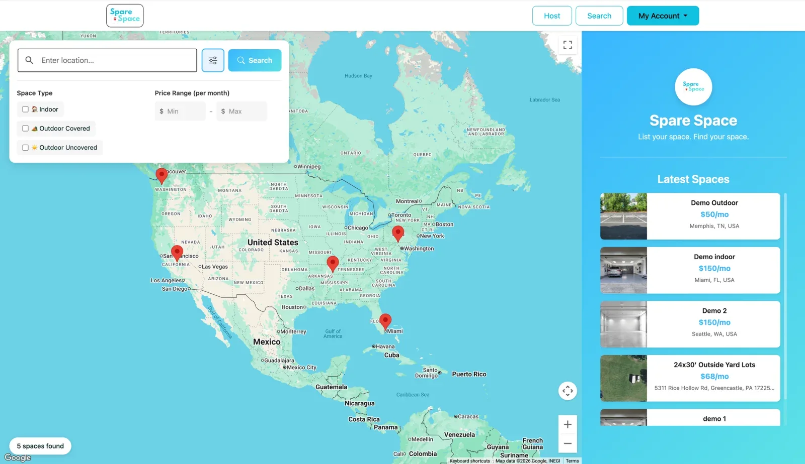 Your Spare Space marketplace